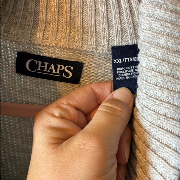 Chaps Men's Light Gray Cardigan Sweater - Picture 3 of 3